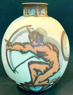 Archer Vase by Villeroy and Boch, Unique Art Deco Vase with Nude Male