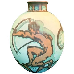 Archer Vase by Villeroy and Boch, Unique Art Deco Vase with Nude Male