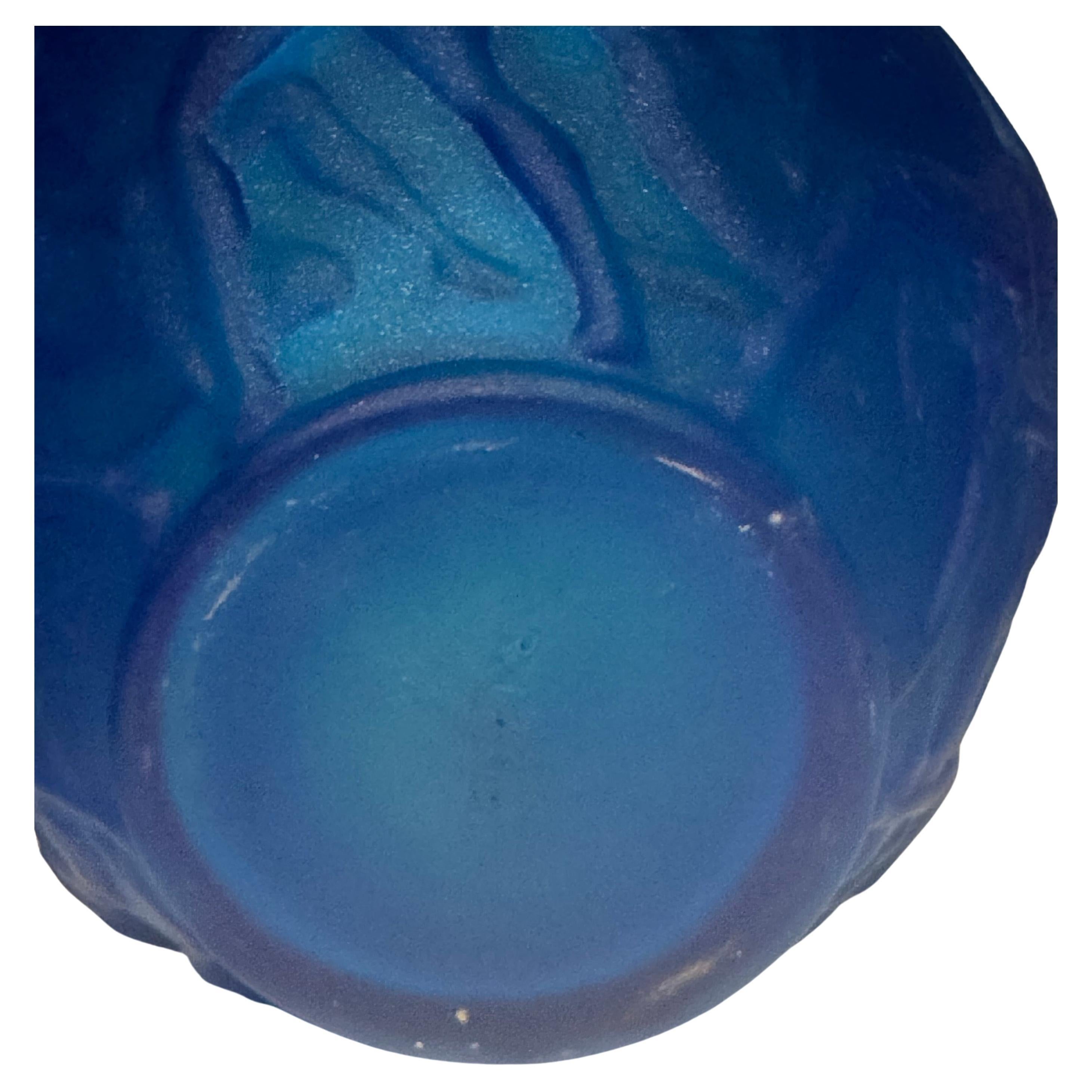 'Archers' Electric Blue Molded Glass Vase, After René Lalique, Circa 1921 1