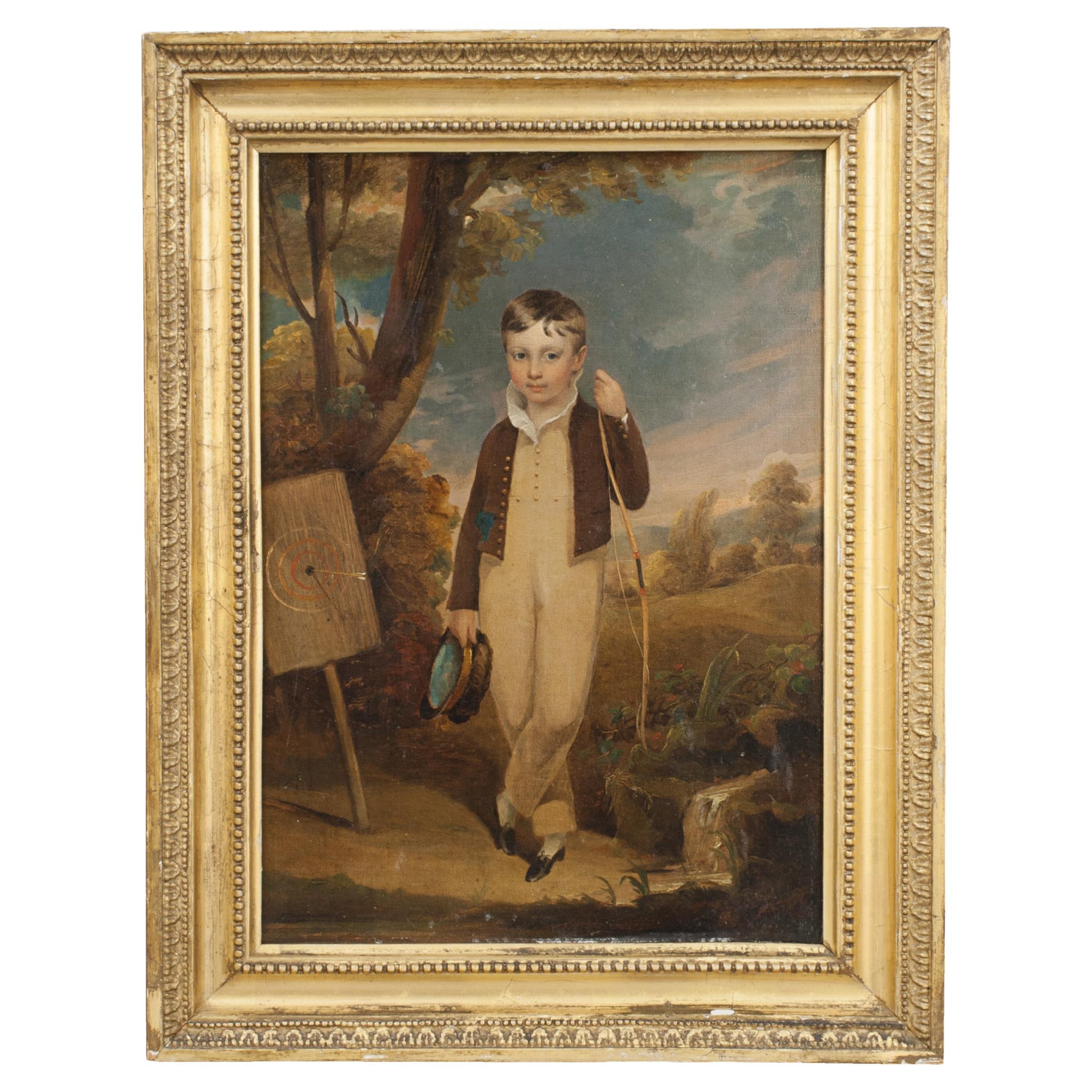 Bogenschießen Gemälde, Porträt eines jungen Bogenschützen