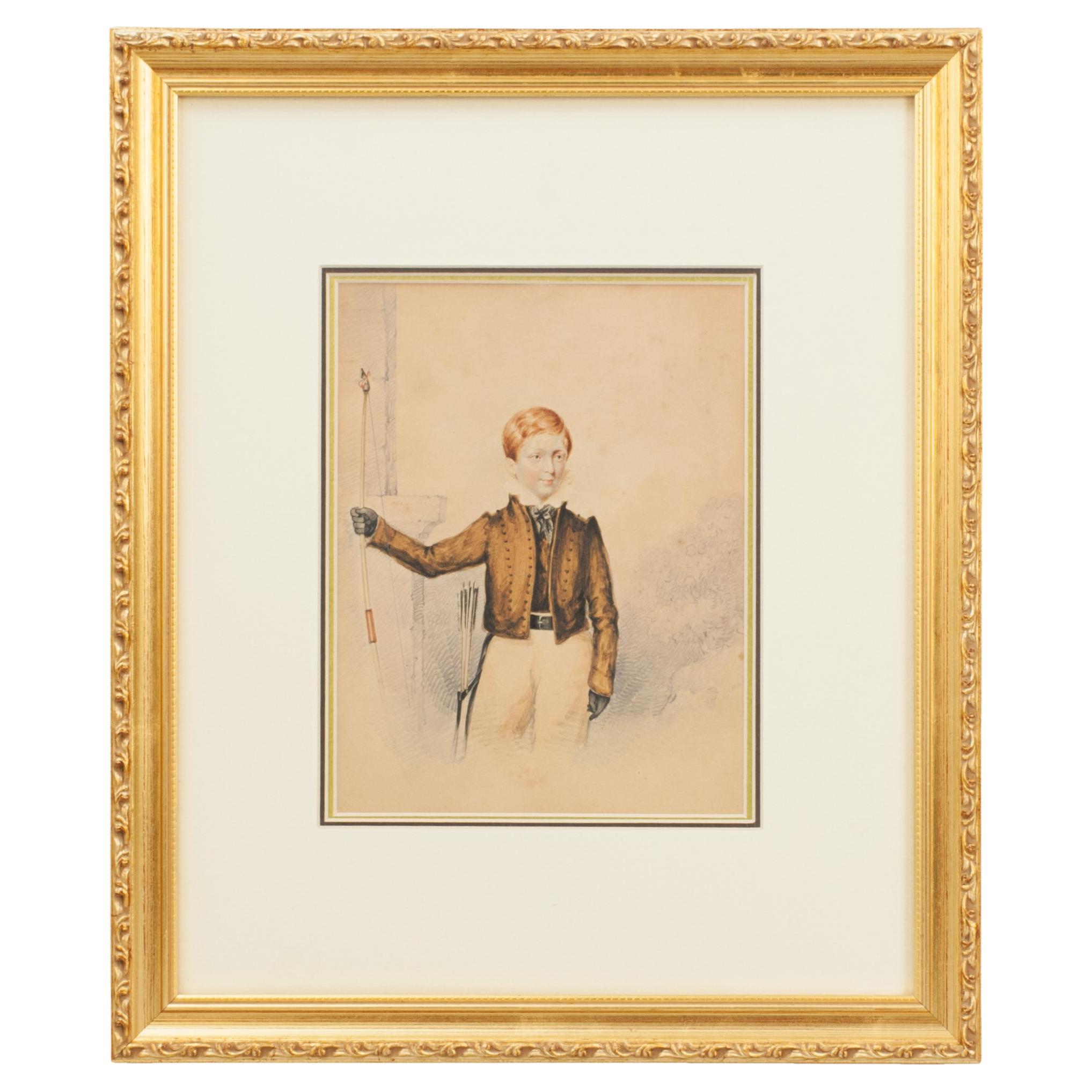 Bogenschießen Gemälde, Seth William Stevenson Portrait im Angebot