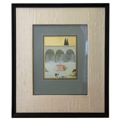 Arches Acrylic Painting with Gold Leaf Detailing by San Aviles, 1978
