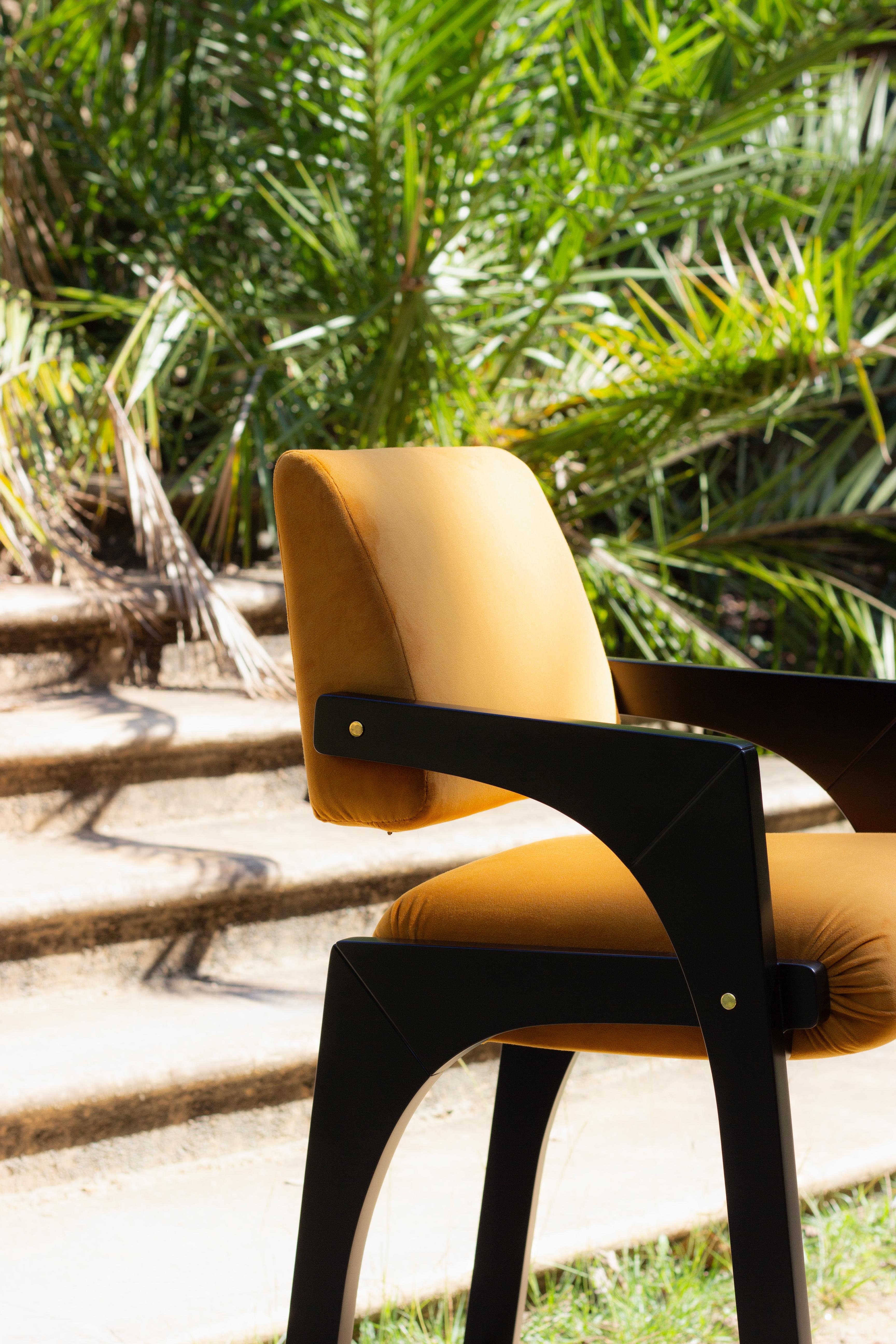 Arches Bar Stool, Smooth Velvet & Brass, Insidherland by Joana Santos Barbosa For Sale 2