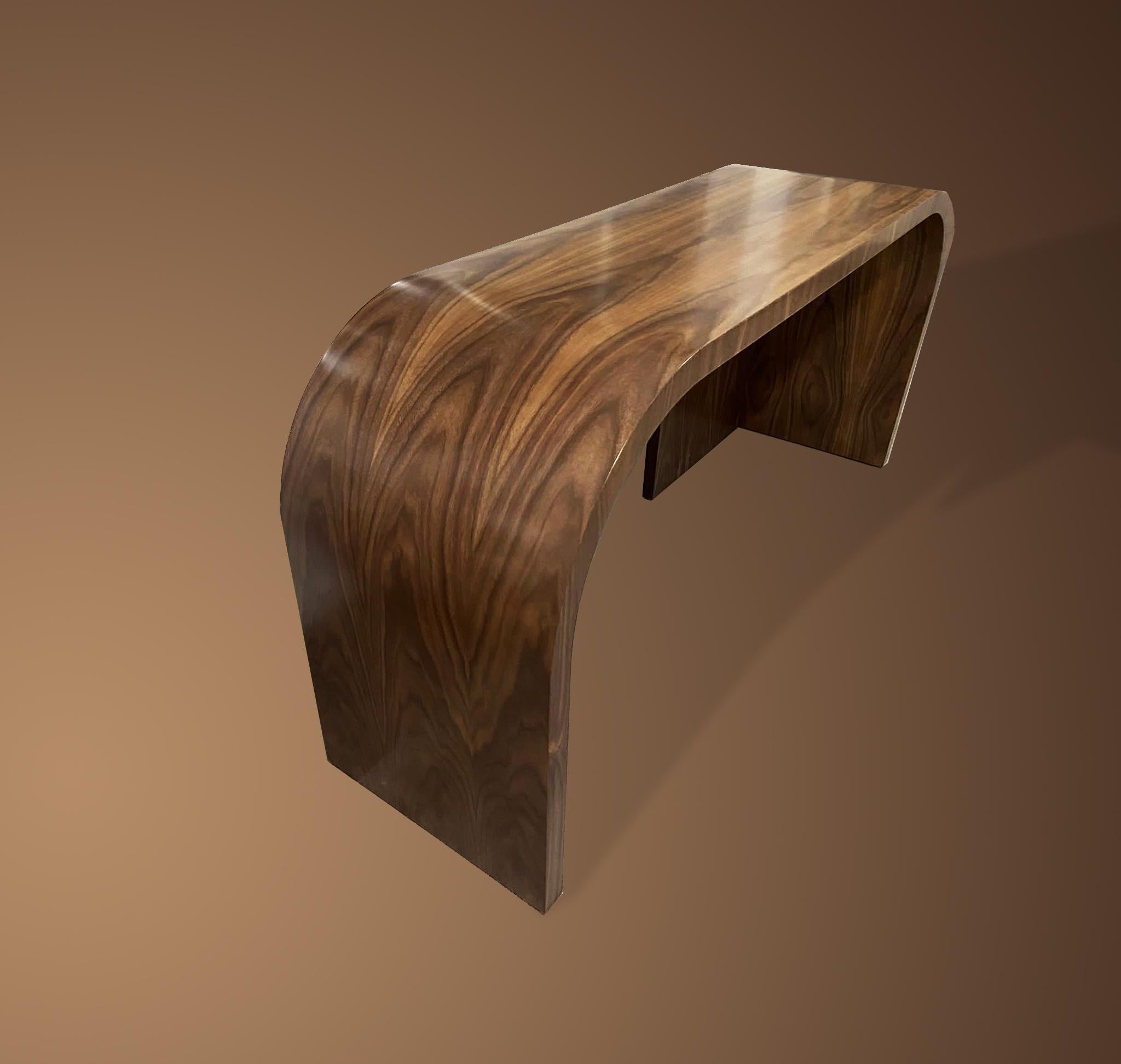 Arches Desk, Thin Desk in Walnut Veneer  In New Condition For Sale In London, GB