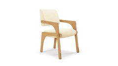 Contemporary natural oak cream bouclé Arches dining chair by InsidherLand