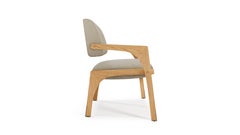 Contemporary natural oak taupe bouclé Arches dining chair by InsidherLand