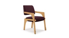 Contemporary natural oak burgundy bouclé Arches dining chair by InsidherLand