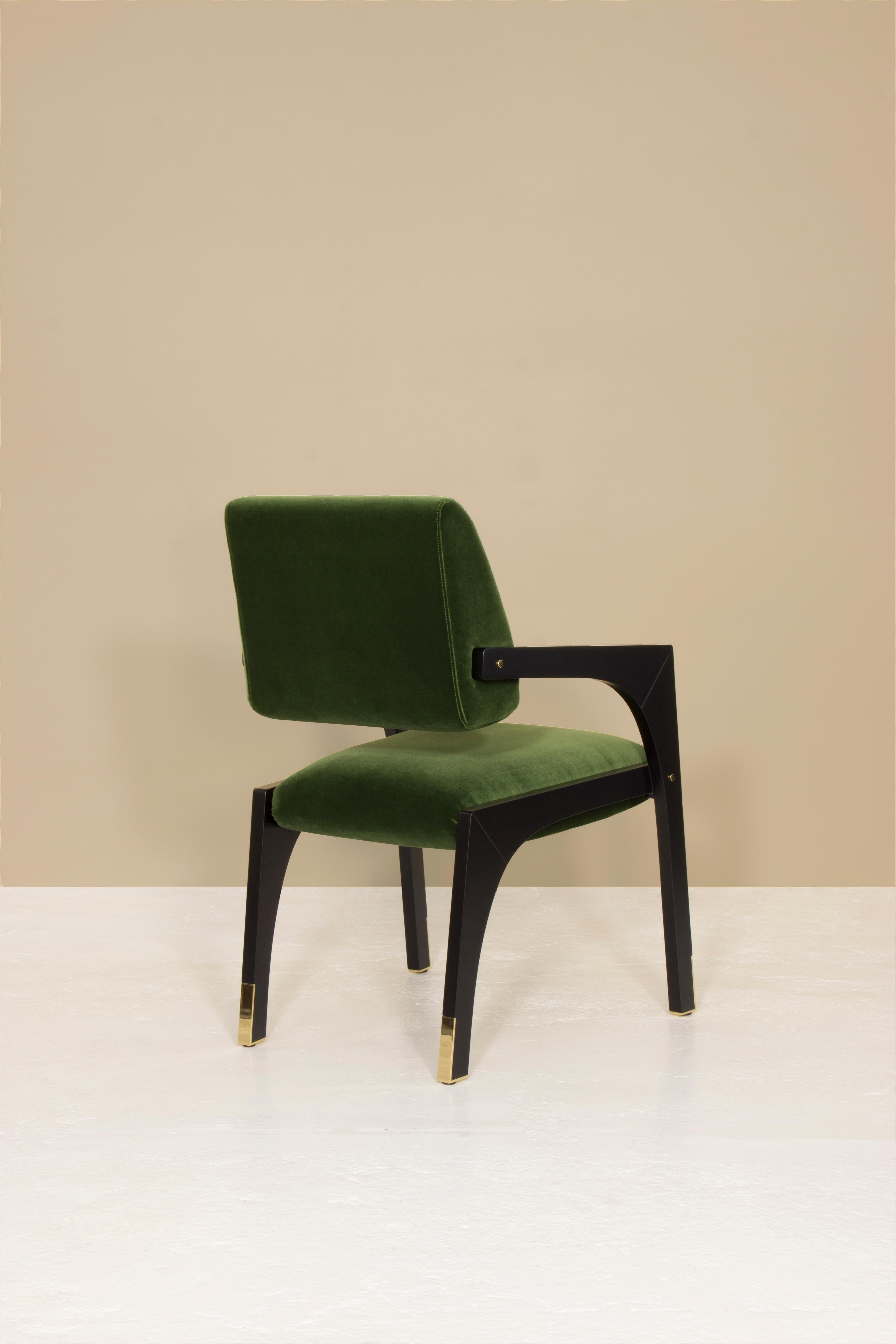 Polished Arches Dining Chair, Velvet & Brass, InsidherLand by Joana Santos Barbosa For Sale