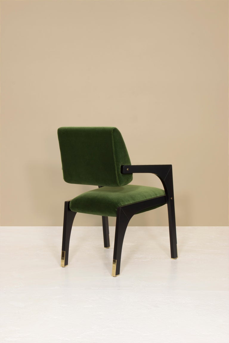 Lacquered Arches Dining Chair, Velvet and Brass, InsidherLand by Joana Santos Barbosa For Sale