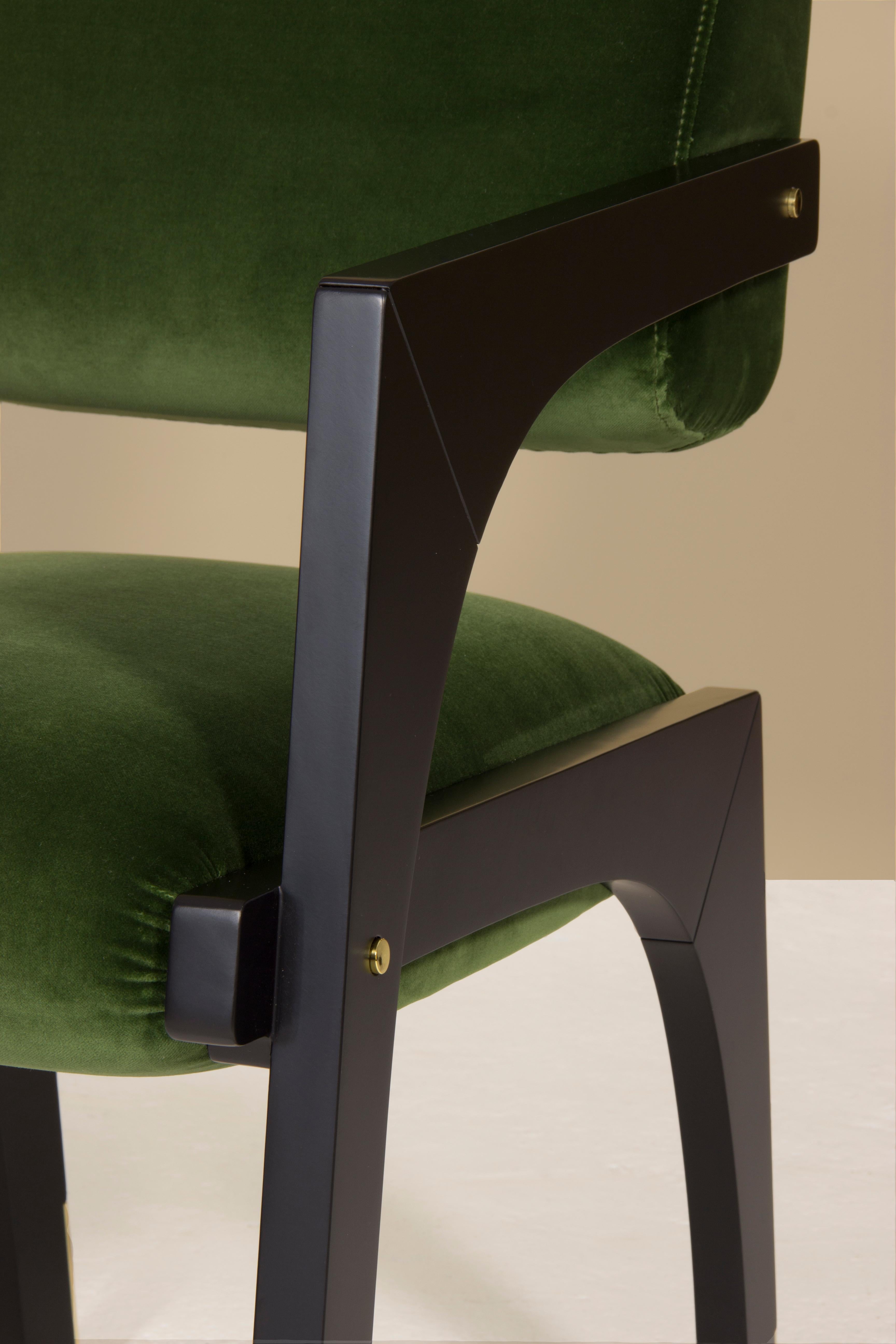 Contemporary Arches Dining Chair, Velvet & Brass, InsidherLand by Joana Santos Barbosa For Sale