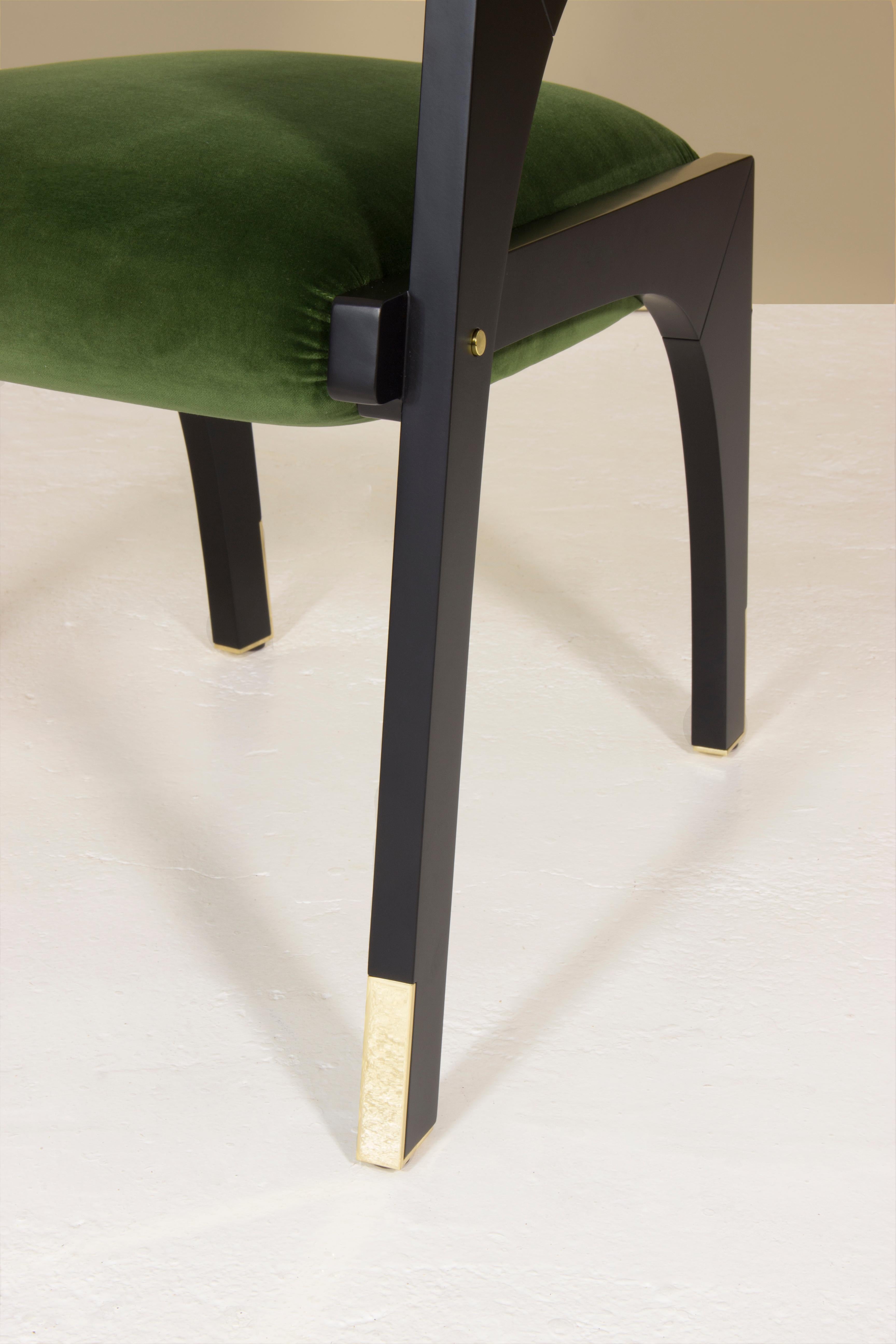 Wood Arches Dining Chair, Velvet & Brass, InsidherLand by Joana Santos Barbosa For Sale