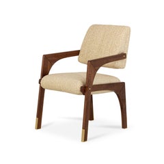 Contemporary walnut chenille brass handmade Arches dining chair by InsidherLand
