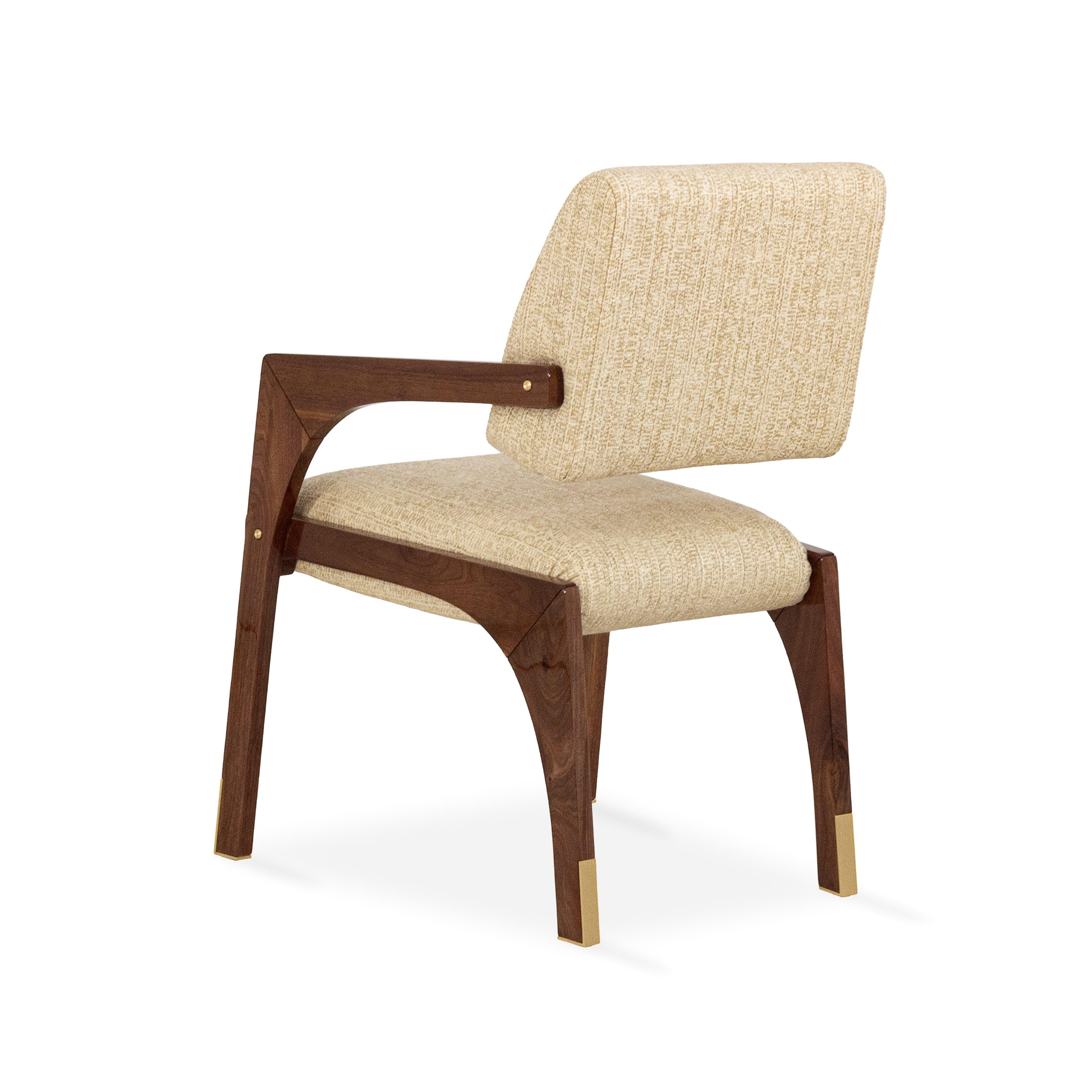 Portuguese Arches Dining Chair, Walnut & Brass, InsidherLand by Joana Santos Barbosa For Sale