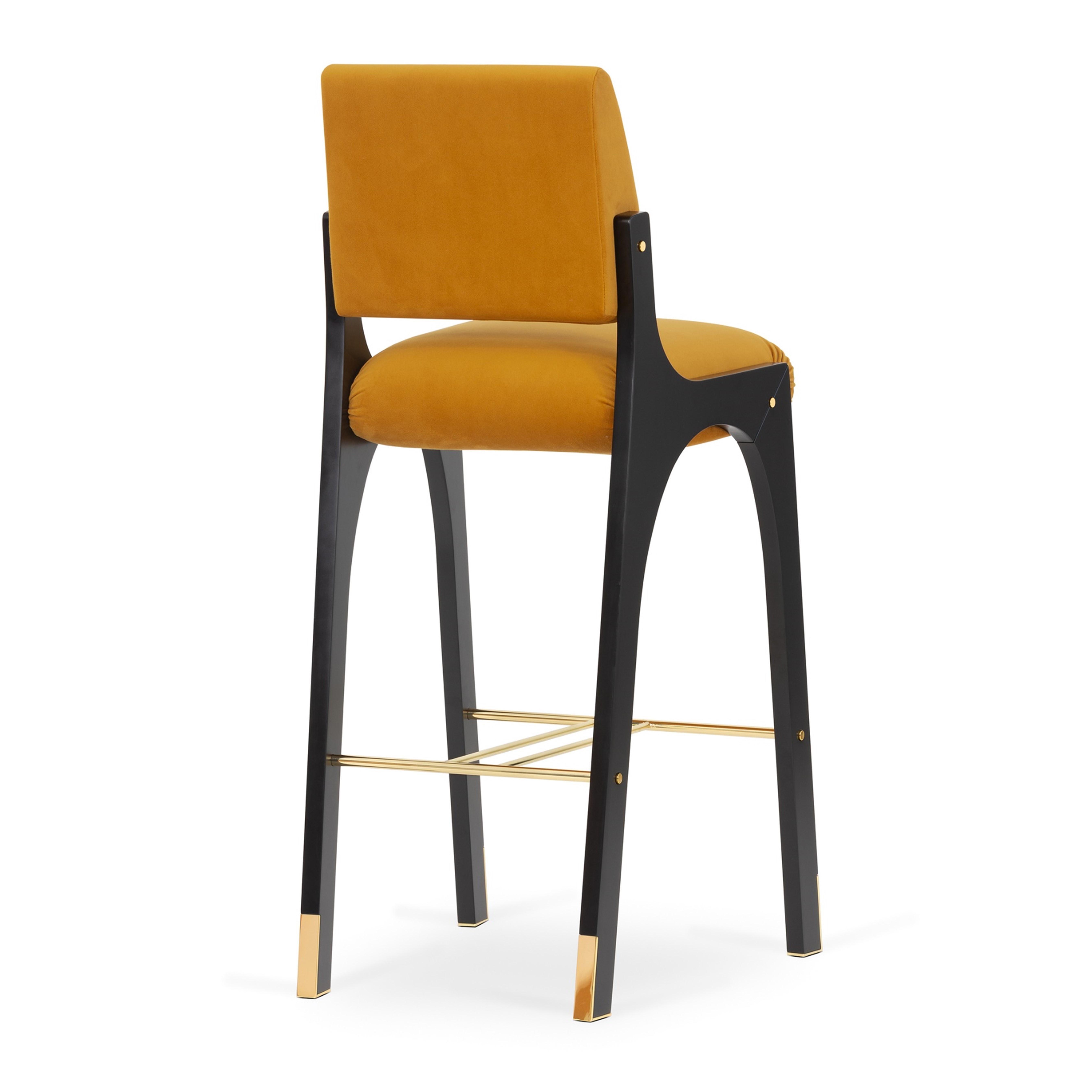 Portuguese Arches II Bar Stool, Smooth Velvet & Brass, InsidherLand by Joana Santos Barbosa For Sale