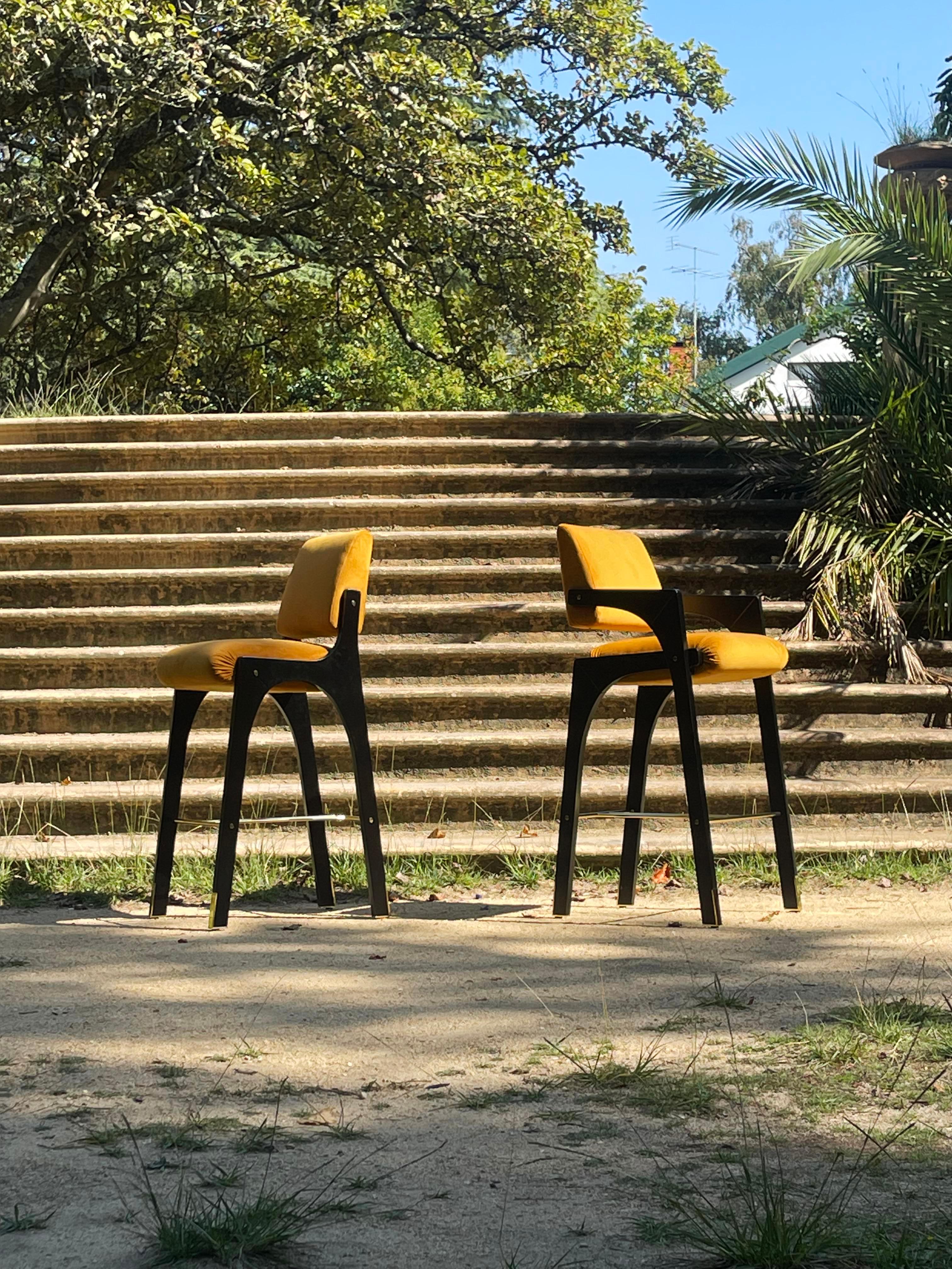Lacquer Arches II Counter Stool, Brass & COM, InsidherLand by Joana Santos Barbosa For Sale