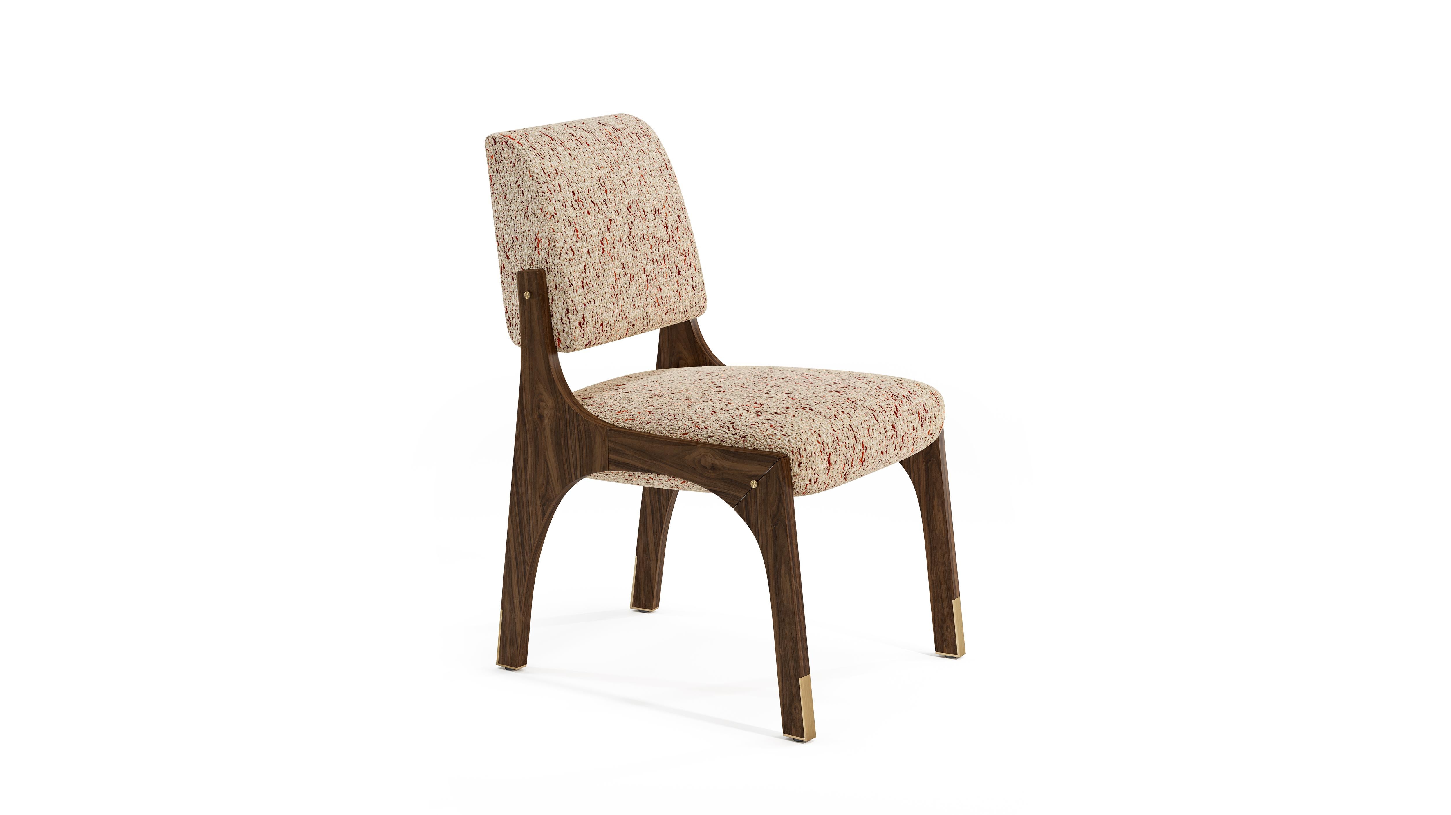 Modern Arches II Dining Chair, Walnut & Tan, InsidherLand by Joana Santos Barbosa For Sale