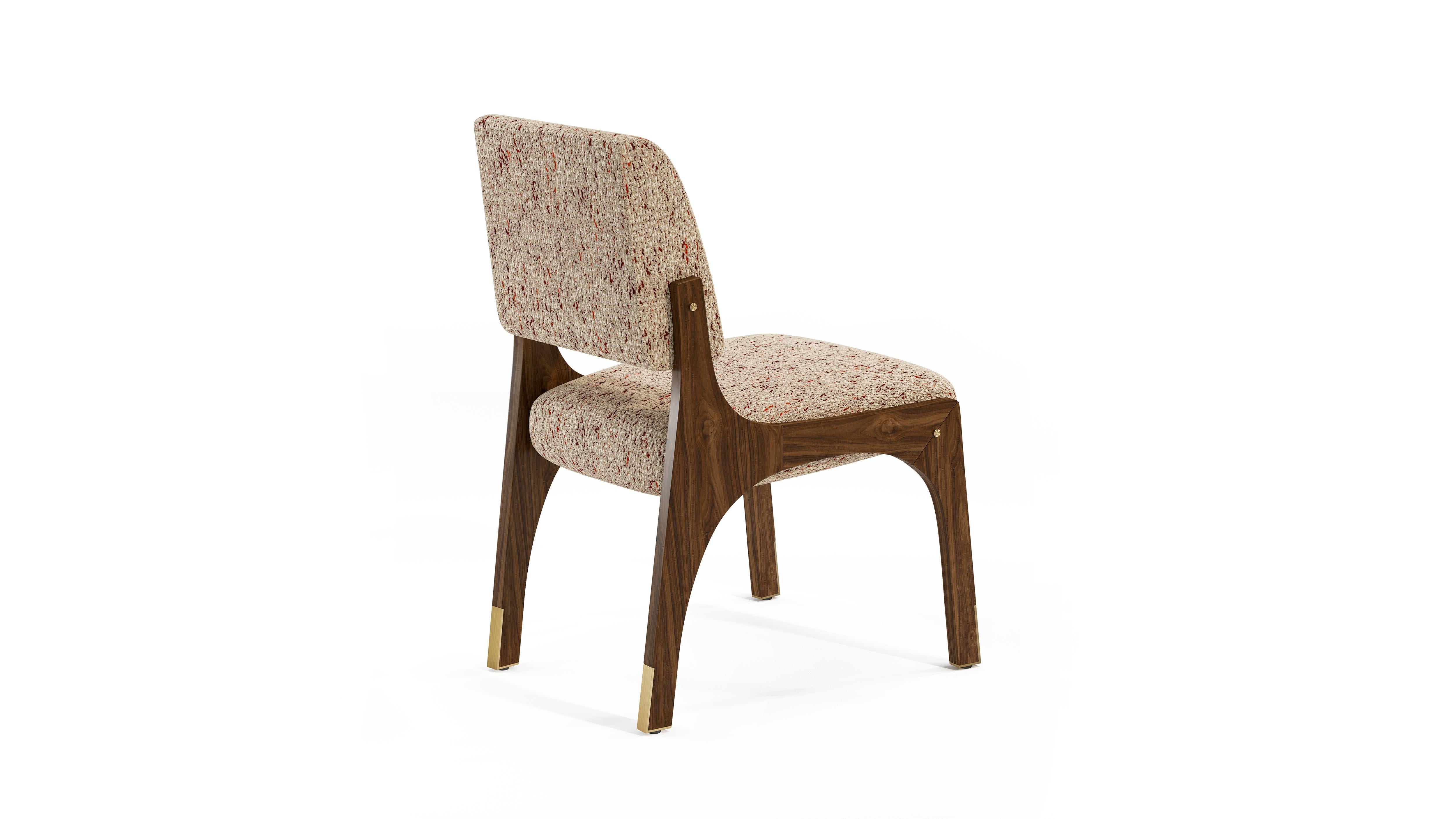 Portuguese Arches II Dining Chair, Walnut & Tan, InsidherLand by Joana Santos Barbosa For Sale