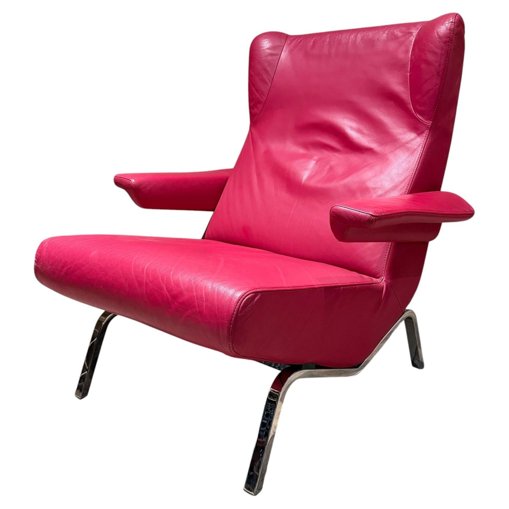 Archi Armchair by Pierre Paulin for Ligne Roset Post Modern Leather & Chrome. For Sale