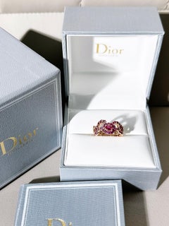 Archi Dior 0.2ct Pink Sapphire Diamonds 18K Pink Gold Ring Size 52