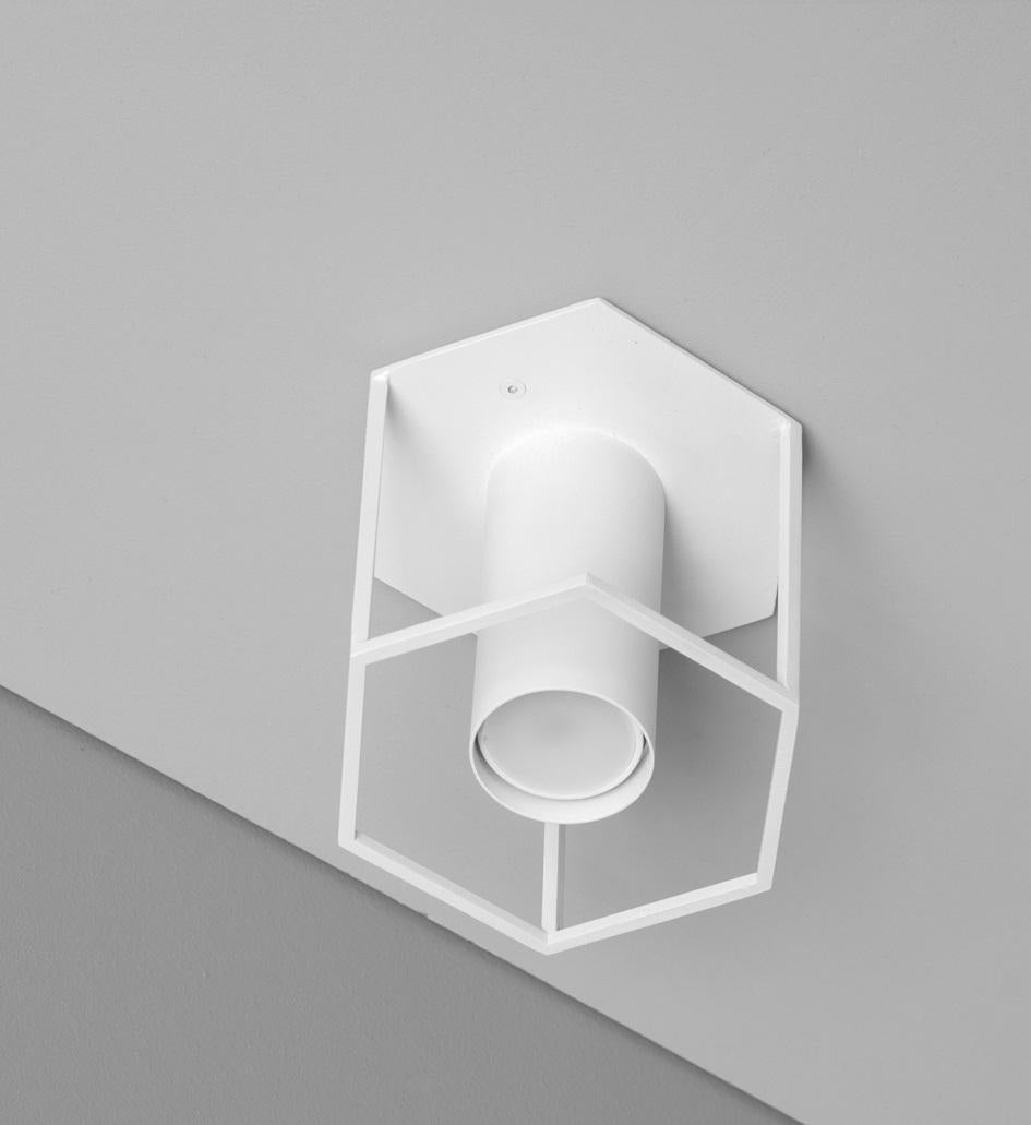Archi Hex White Ceiling Lamp by +kouple
Dimensions: D 15 x W 13 x H 13,8 cm. 
Materials: Powder-coated steel.

Available in different color options. Please contact us.

All our lamps can be wired according to each country. If sold to the USA it will