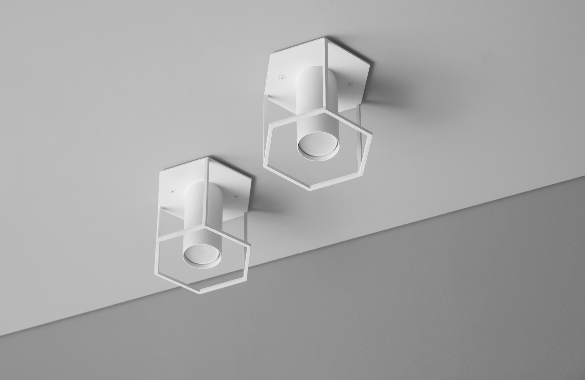Ukrainian Archi Hex White Ceiling Lamp by +kouple For Sale