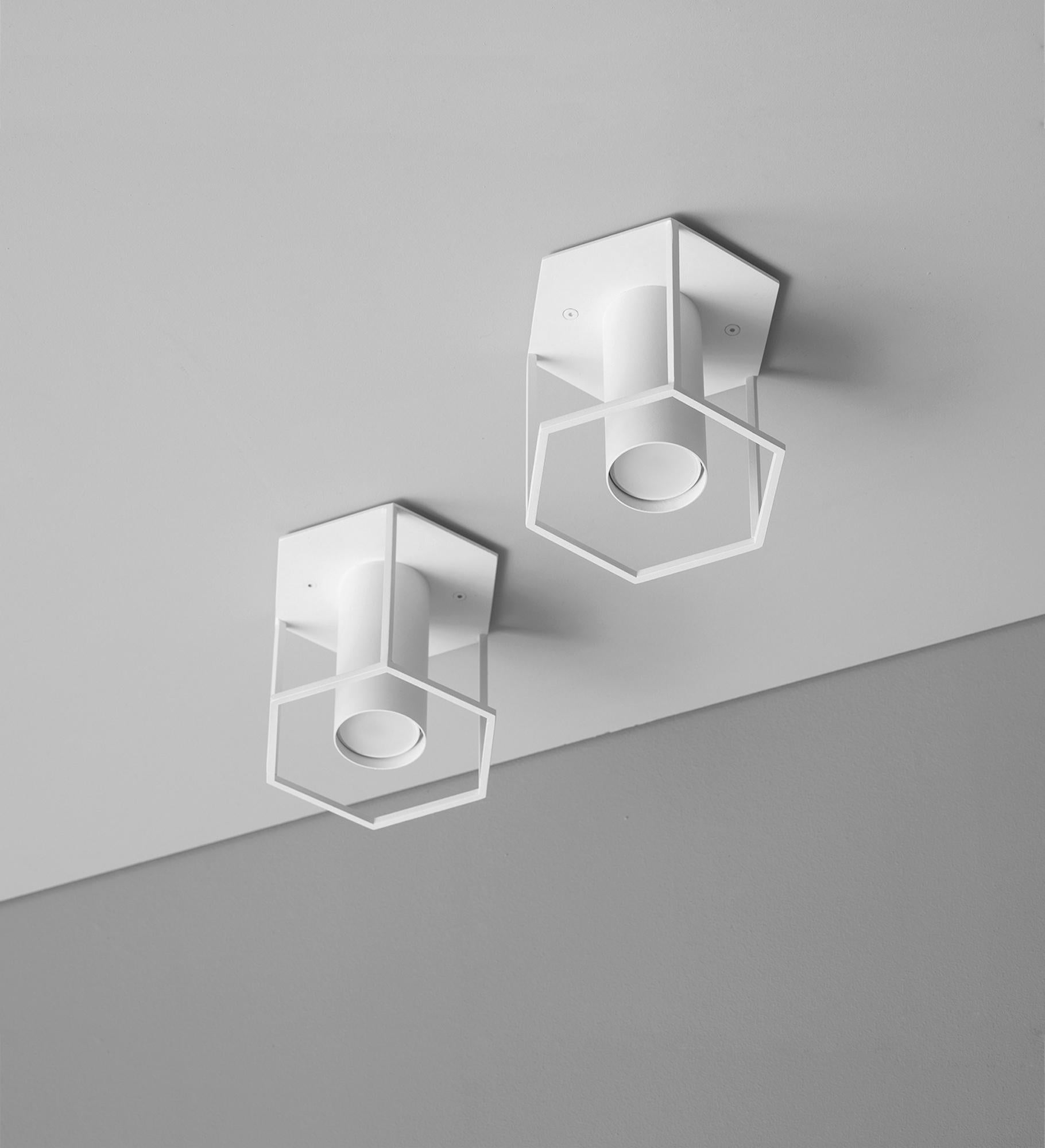 Steel Archi Hex White Ceiling Lamp by +kouple For Sale