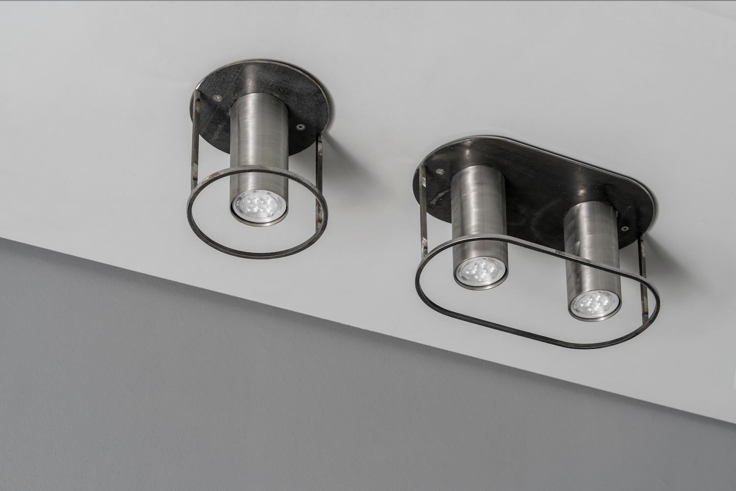 Acier Archi Round Twins Black Ceiling Lamp by +kouple en vente