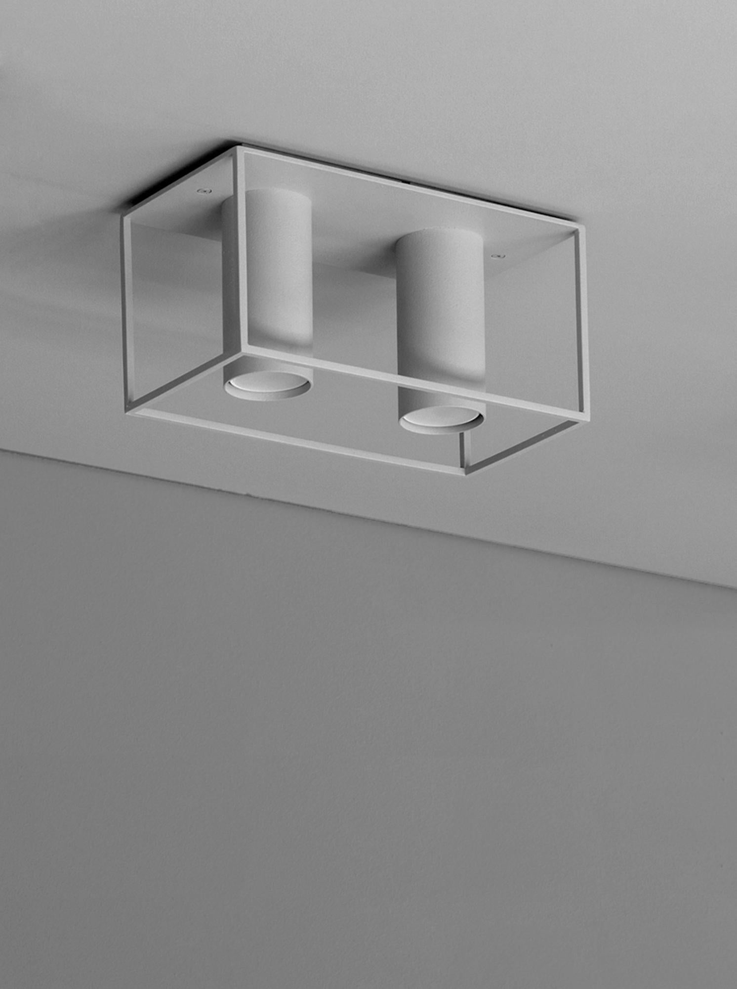 Archi Square Twins Grey Ceiling Lamp by +kouple
Dimensions: D 26 x W 13 x H 13,8 cm. 
Materials: Powder-coated steel.

Available in different color options. Please contact us.

All our lamps can be wired according to each country. If sold to the USA
