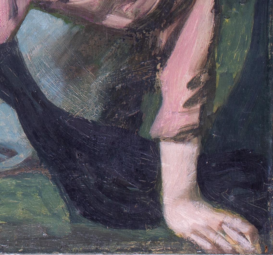 Óleo escocés del artista del siglo XX McGlashan de dos señoras relajándose 1