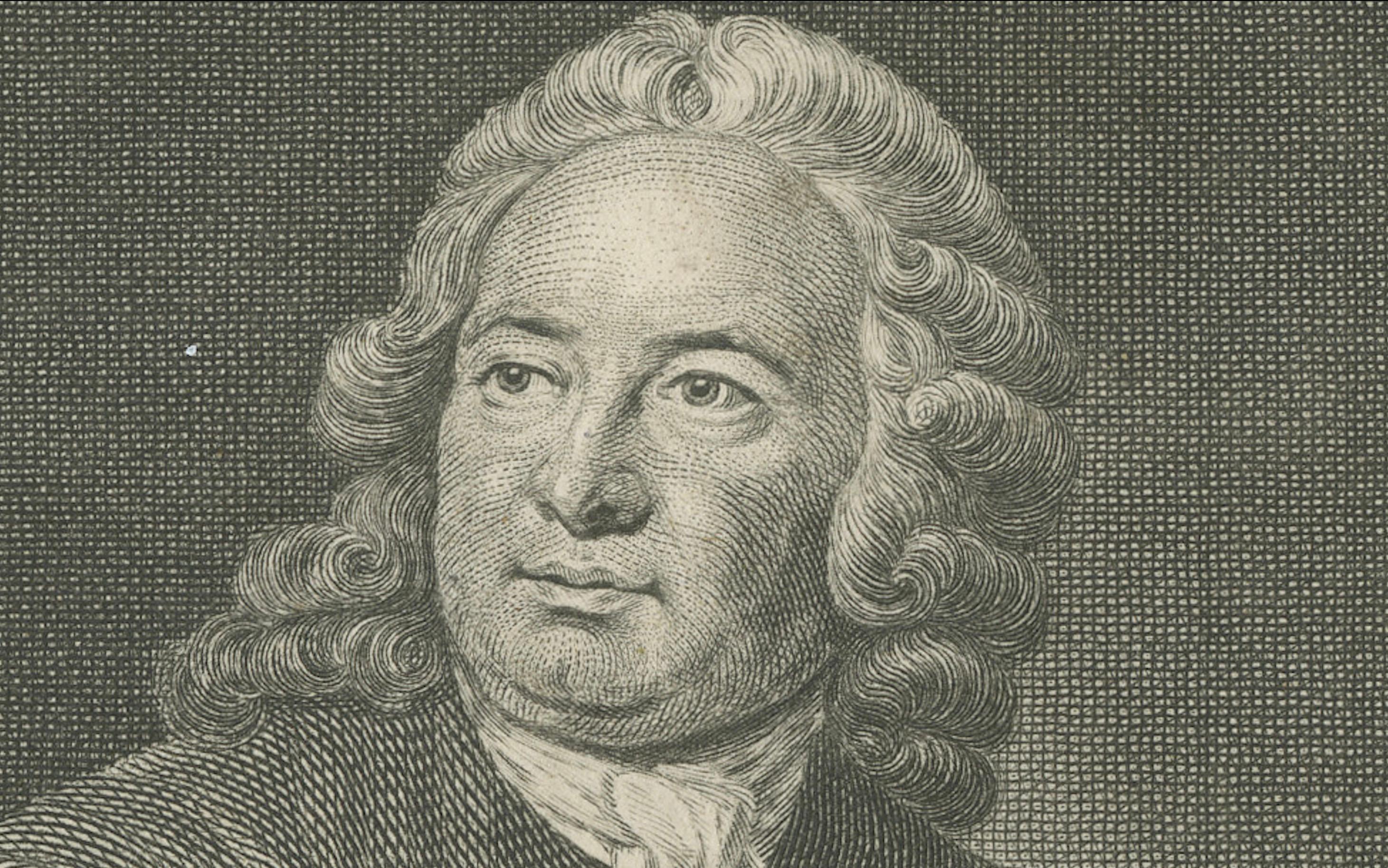 Archibald Bower - Grabado lineal del siglo XVIII de Thomas Holloway según Knapton en Bueno estado para la venta en Langweer, NL