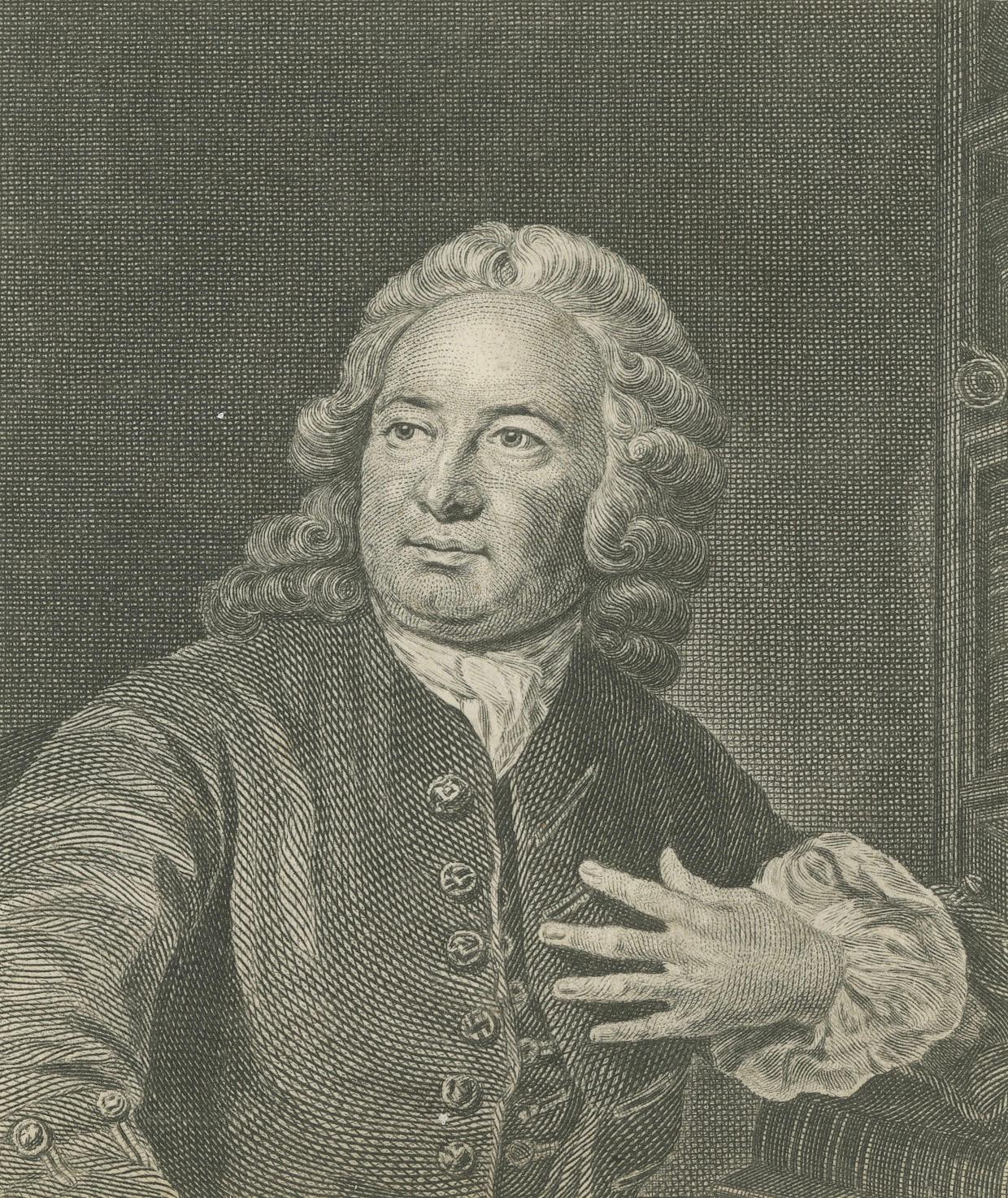 Archibald Bower - Grabado lineal del siglo XVIII de Thomas Holloway según Knapton Papel en venta