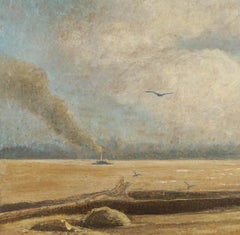 Early 20th Century Oil Painting -- Chicago Skyline on Lake Michigan, Signed