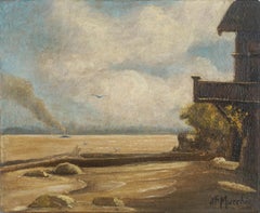 Early 20th Century Oil Painting -- Chicago Skyline on Lake Michigan, Signed