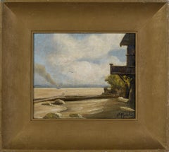 Early 20th Century Oil Painting -- Chicago Skyline on Lake Michigan, Signed