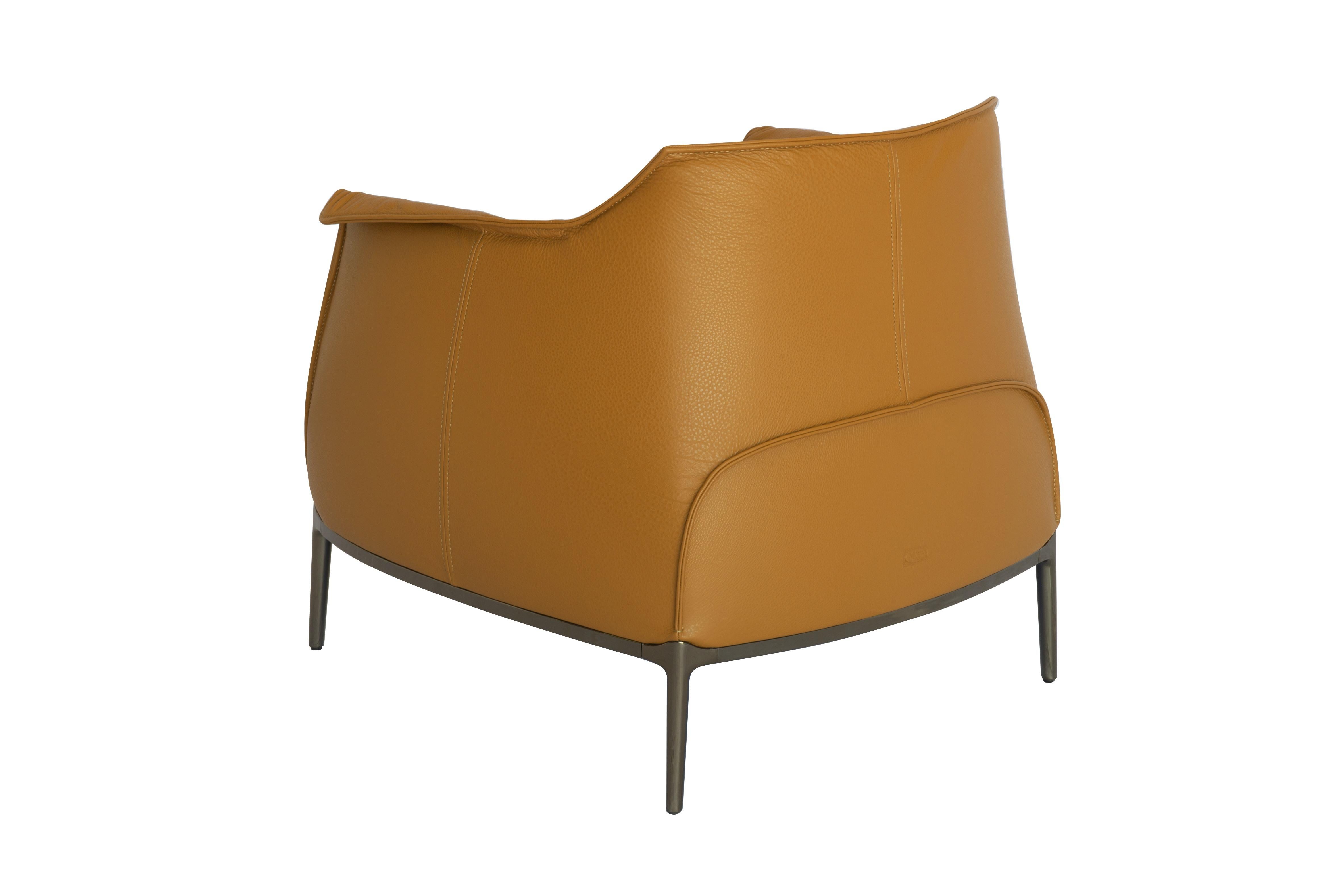 yellow leather armchair