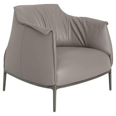 Fauteuil Archibald en cuir véritable Pelle SC 26 Topo gris clair