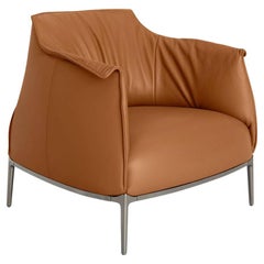 Archibald Genuine leather Armchair in Pelle SC 66 India Light Brown