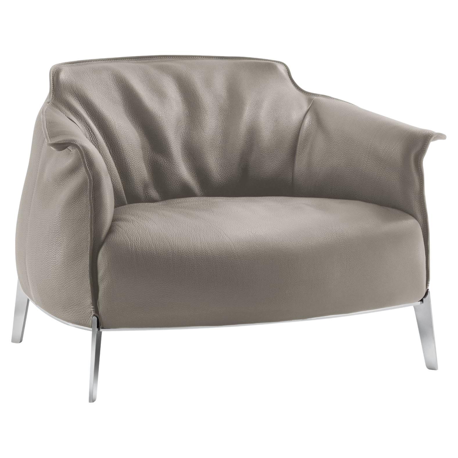Archibald Gran Comfort fauteuil en cuir véritable Pelle Safari Elefante gris
