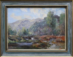 Moorland Stream - Scottish early 20thC Impressionist art landscape oil painting