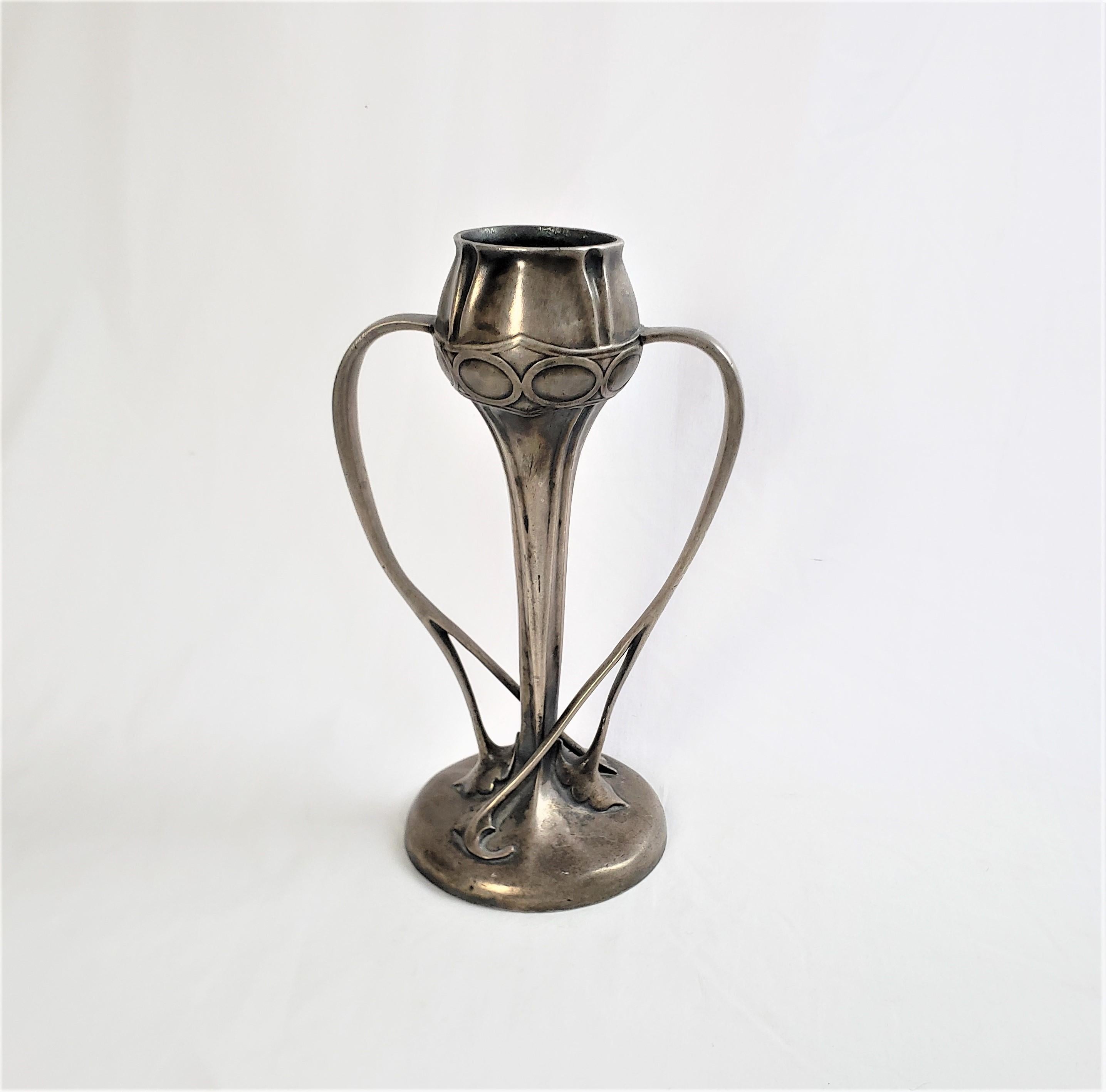 Hand-Crafted Archibald Knox Attributed Antique Art Nouveau Pewter Vase with Naturalistic Form