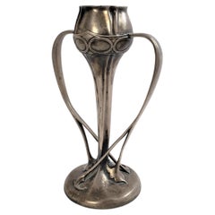 Archibald Knox Attributed Antique Art Nouveau Pewter Vase with Naturalistic Form