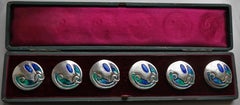 Archibald Knox 'Cymric' Silver & Enamel Cased Large Buttons