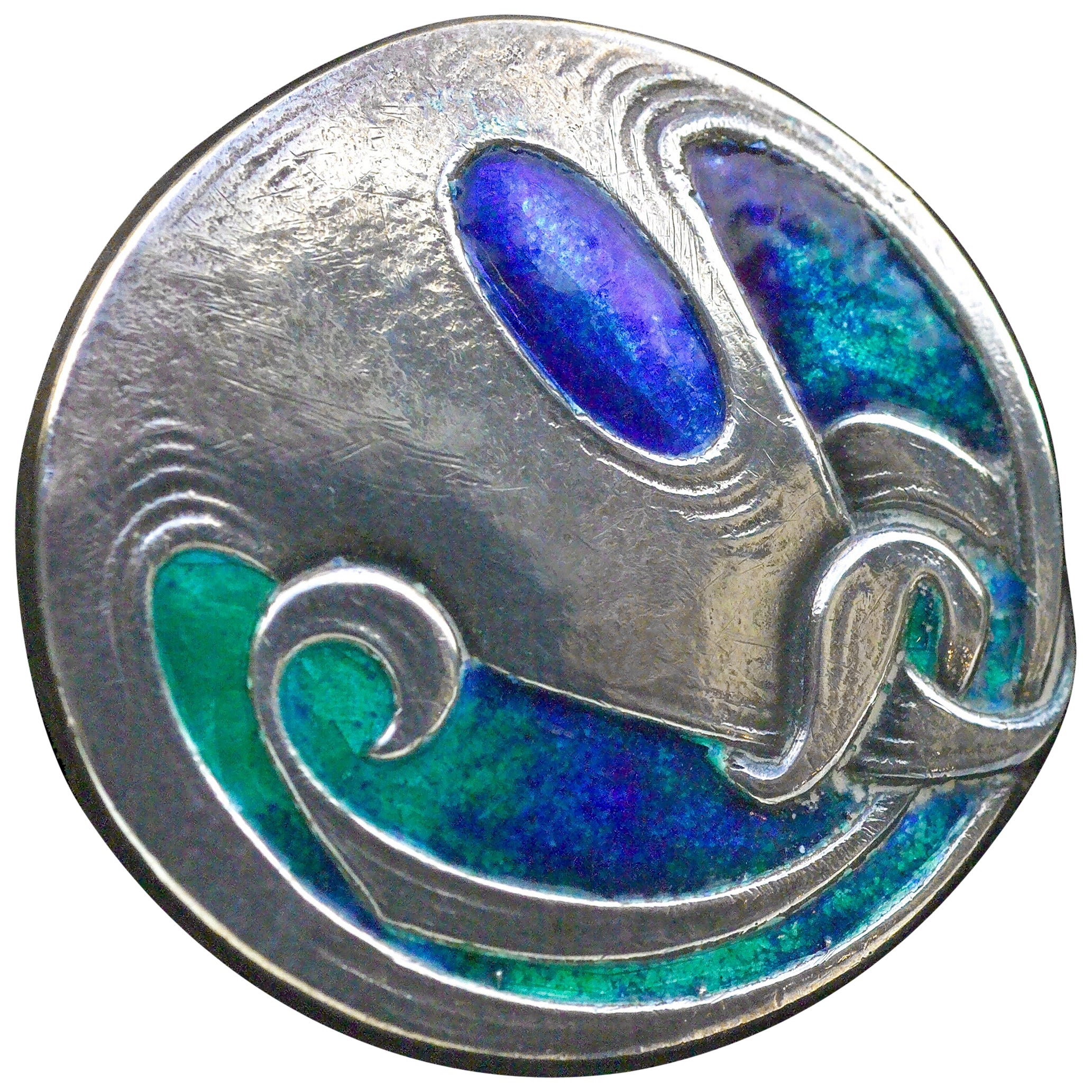 Archibald Knox 'Cymric' Silver & Enamel Cased Large Buttons