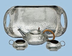 Archibald Knox Liberty Tea Set and Tray, circa 1906