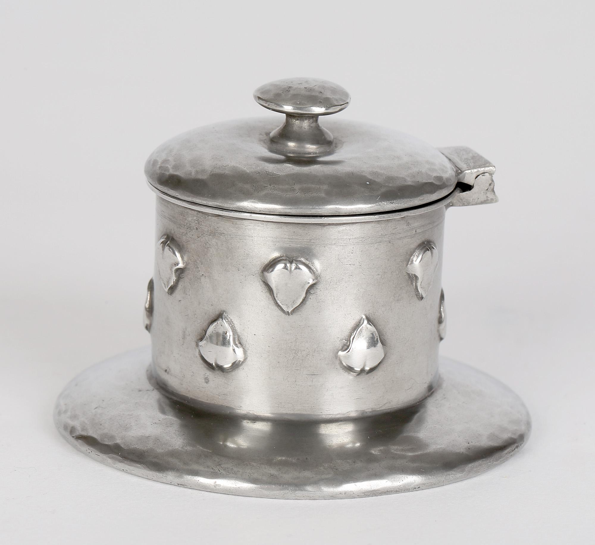 English Archibald Knox Tudric Pewter Inkwell For Liberty & Co