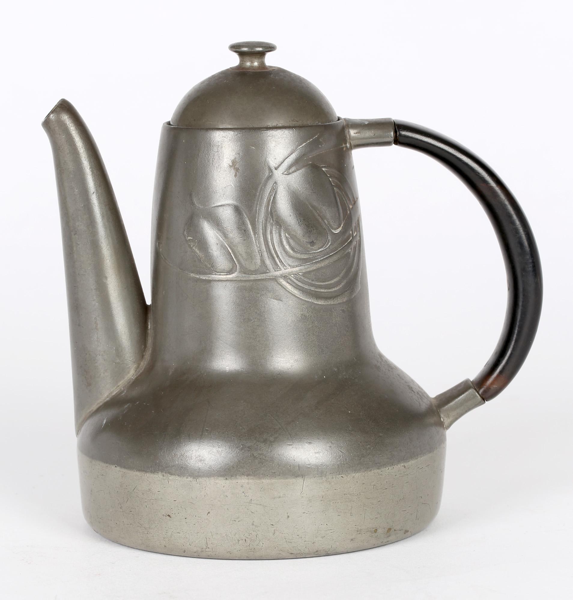 Pewter Archibald Knox Tudric Art Nouveau Coffee Pot For Liberty & Co For Sale