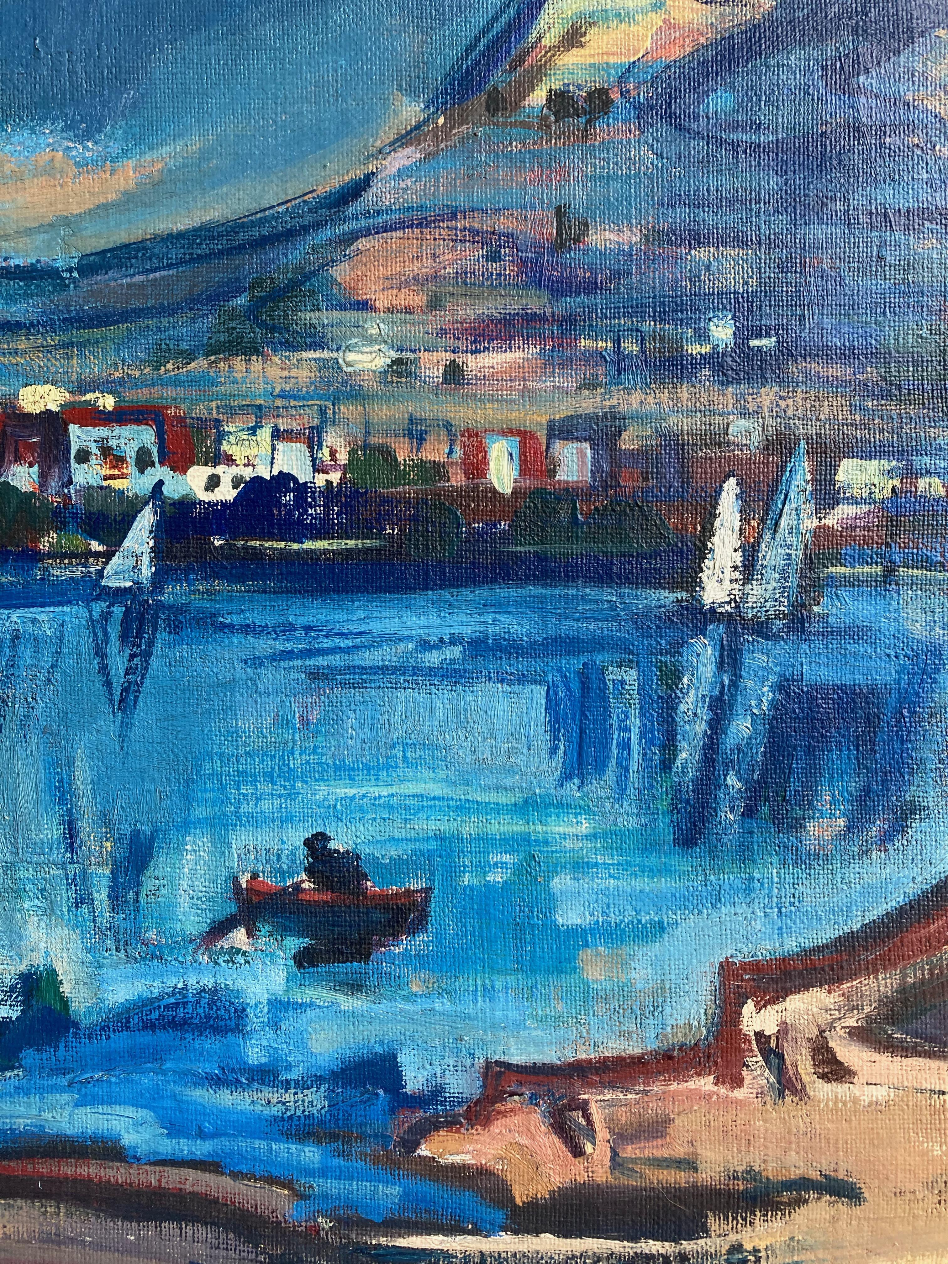 Archibald Peddie, Scottish expressionist, Large Mediterranean harbour view 6