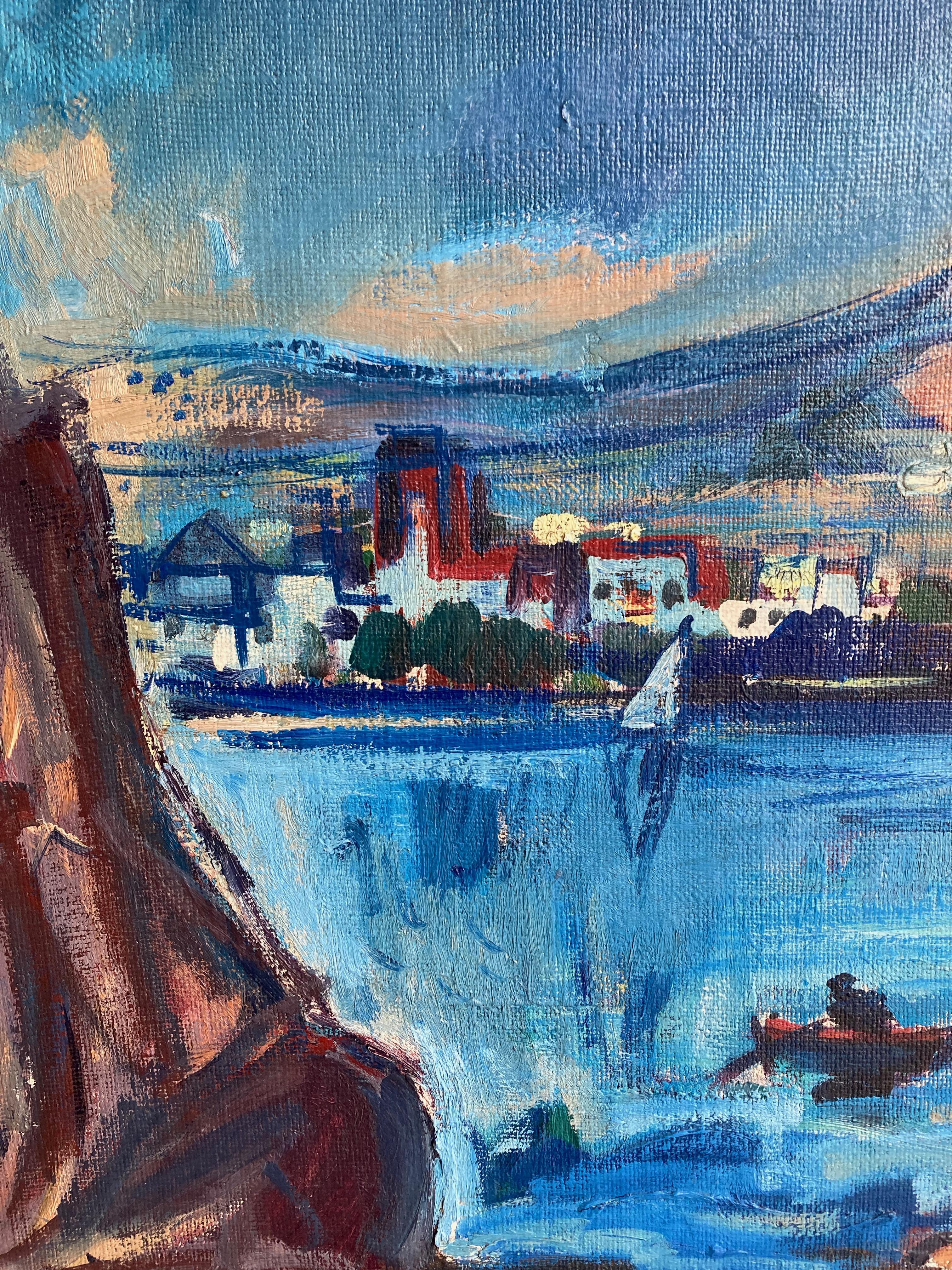 Archibald Peddie, Scottish expressionist, Large Mediterranean harbour view 3