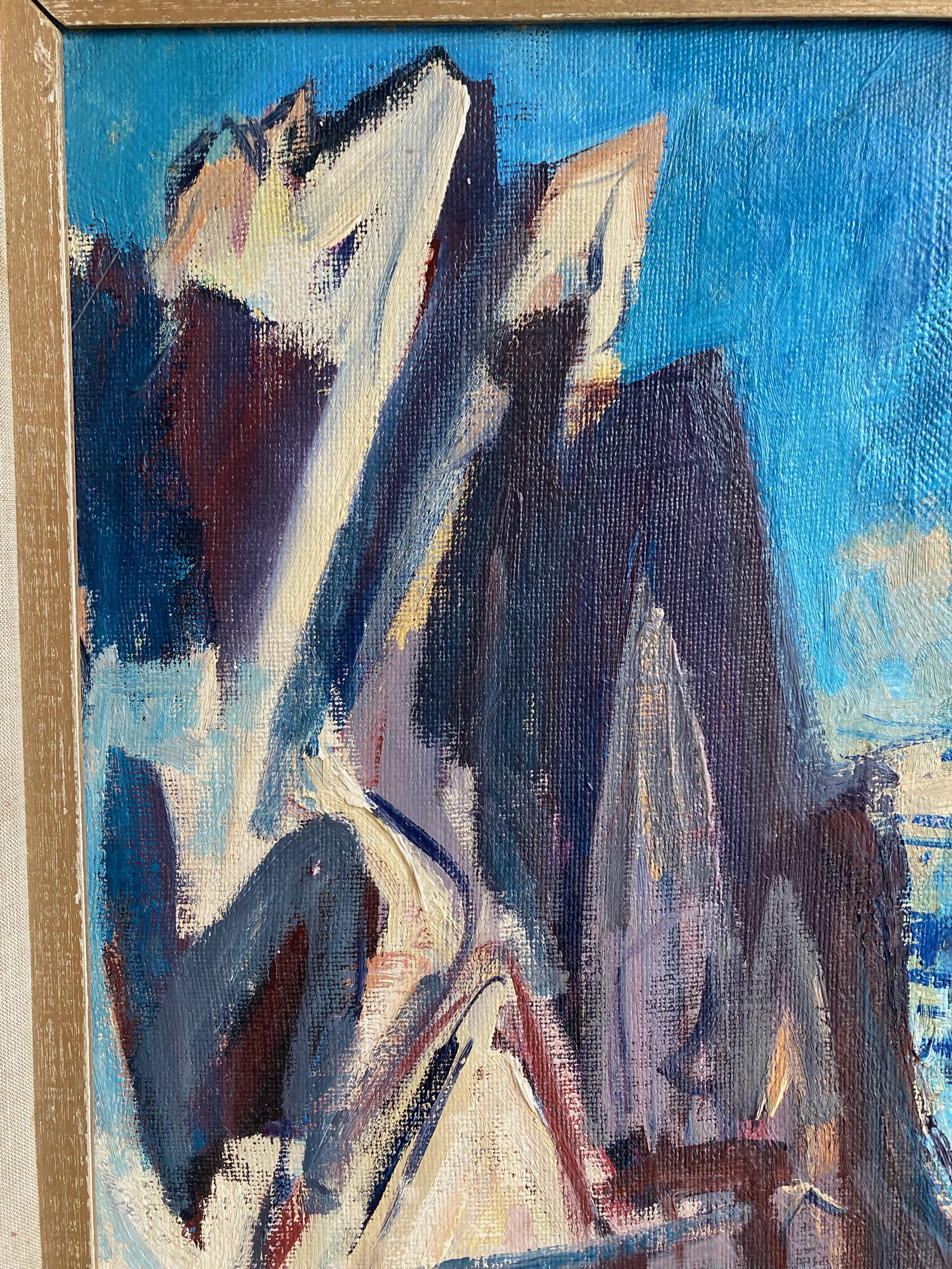 Archibald Peddie, Scottish expressionist, Large Mediterranean harbour view 4