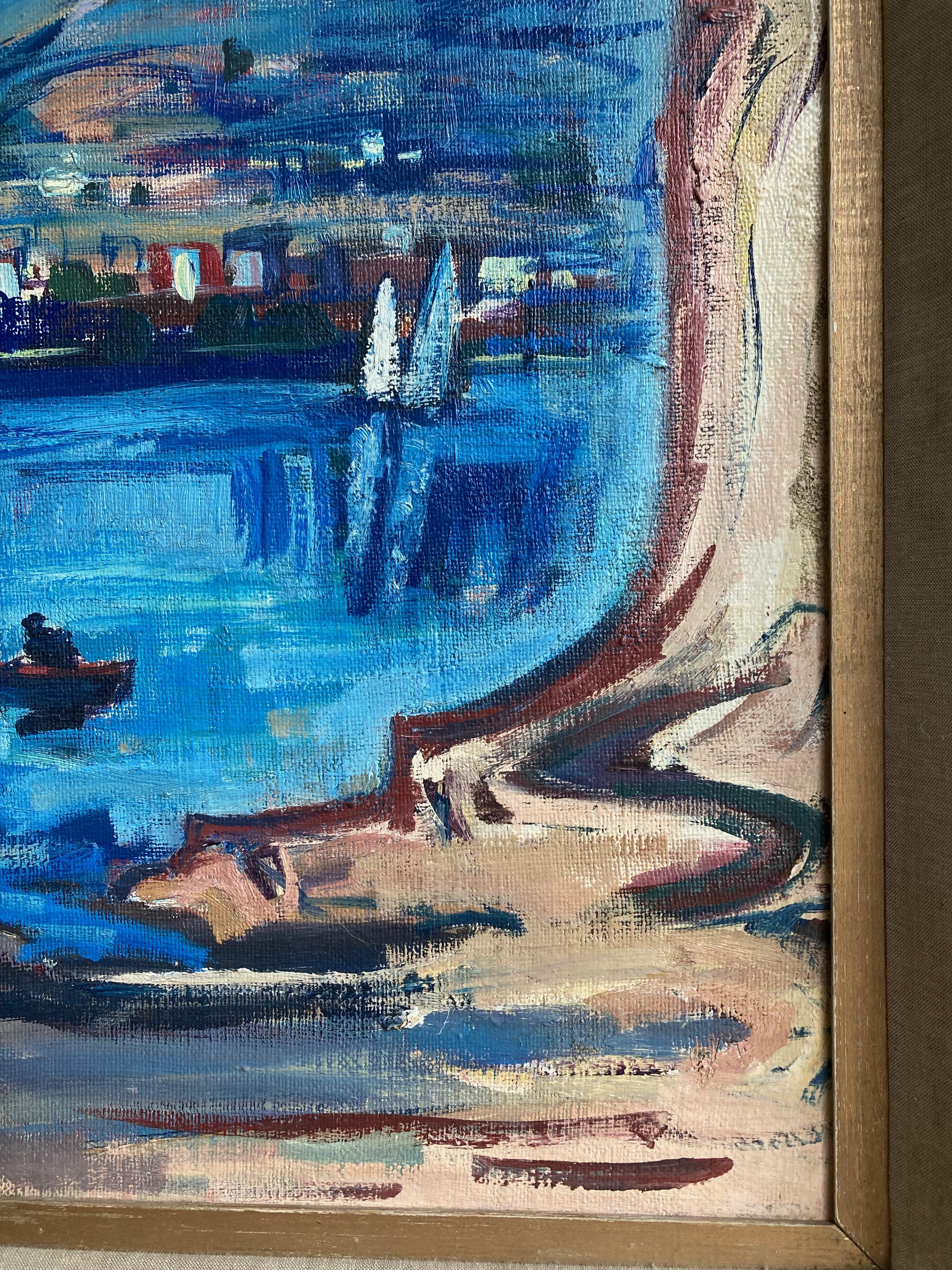 Archibald Peddie, Scottish expressionist, Large Mediterranean harbour view 5